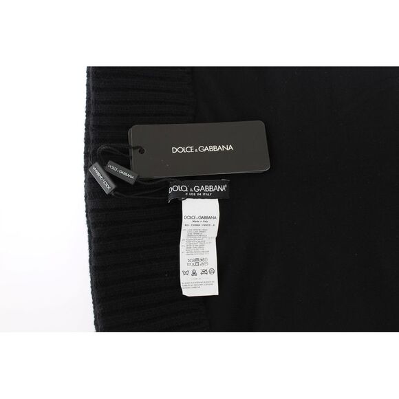 Dolce & Gabbana Black Knitted Sequin Hood Scarf Women's Hat